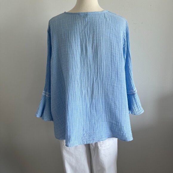 crown & ivy Light Blue Blouse with White Detailing - Picture 5 of 8
